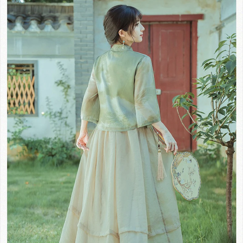 Chinese-style Dress Sets Original Hanfu Chinese Traditional Clothing Two-piece Dress Women's Suit Summer Outfit Woman