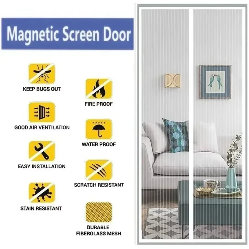 Anti Mosquito Fly Curtains For Doors Screen Magnetic Mosquito Net Door Window Automatic Closing Mesh For Kitchen Living Room