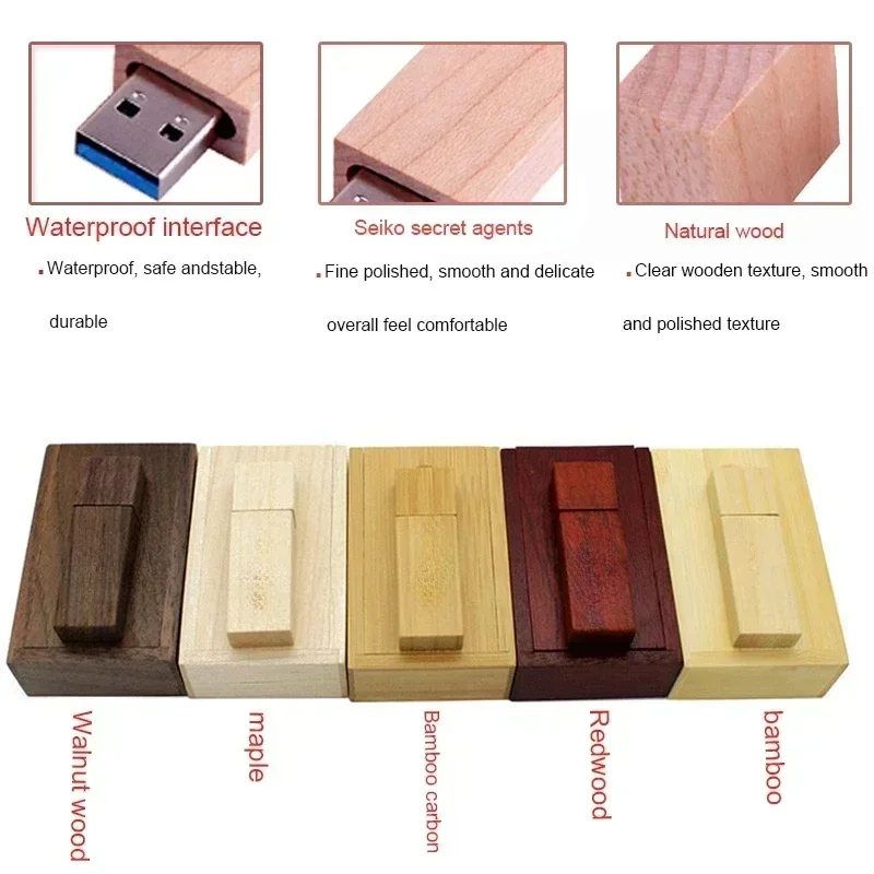 JASTER USB 3.0 Photography Wooden Usb + Gift Box High Speed Usb Flash Drive Wood Pendrive 16GB 32GB 64GB Creative Wedding Gifts