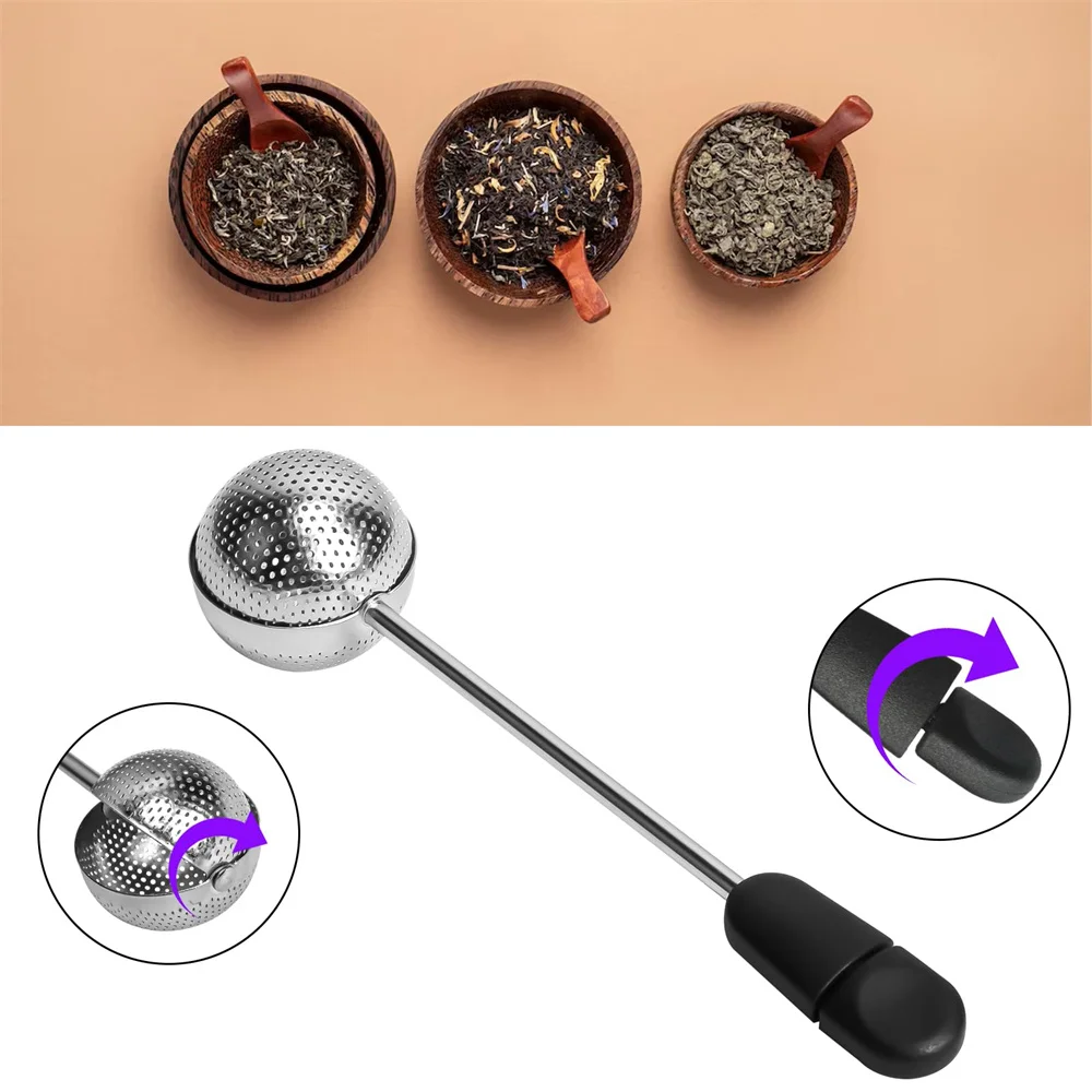 Multifunction Tea Infuser Single-sided Rotating Tea Infuser Ball Tea Filter Mesh With Soft Handle Portable Fine Mesh Tea Filter