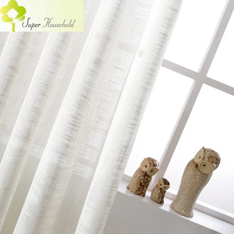 American Country Thicken Linen Tulle Curtains for Living Room Bedroom White Gauze Sheer Window Screen Finished Curtain Yarn A180