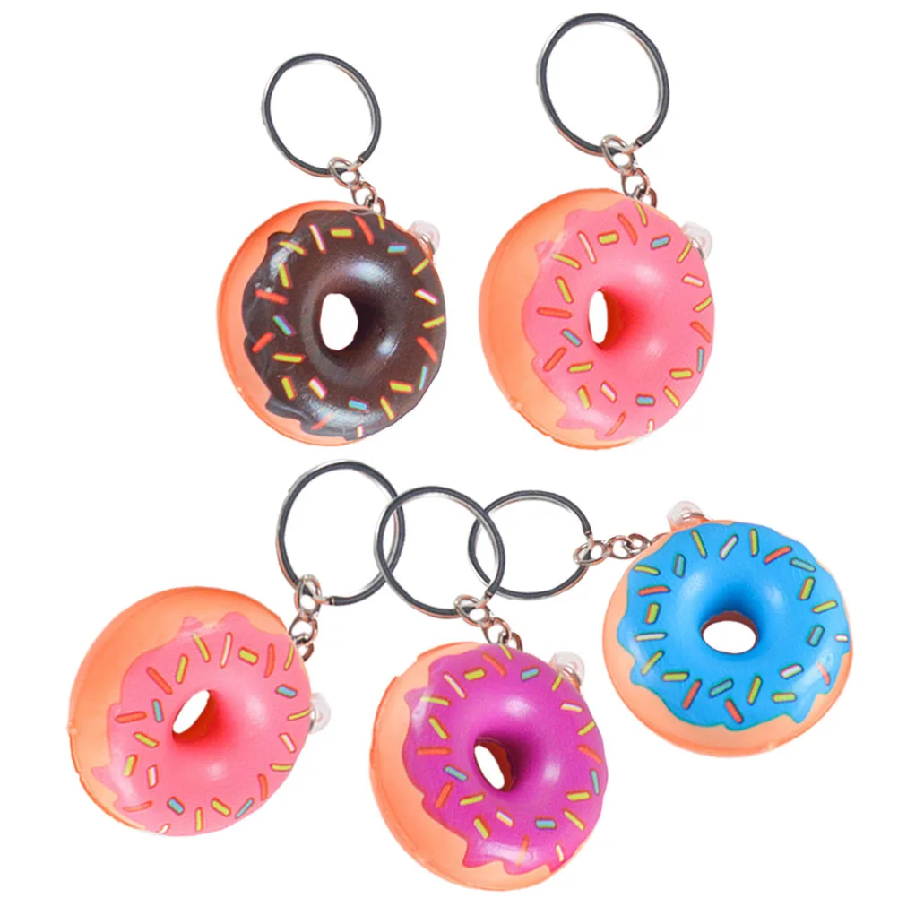 

5pcs Key Chain Pendant Adorable Donut Shape Cute Trendy Pu Metal Material Keychain Decor Bag Pendants Portable Everyday Use