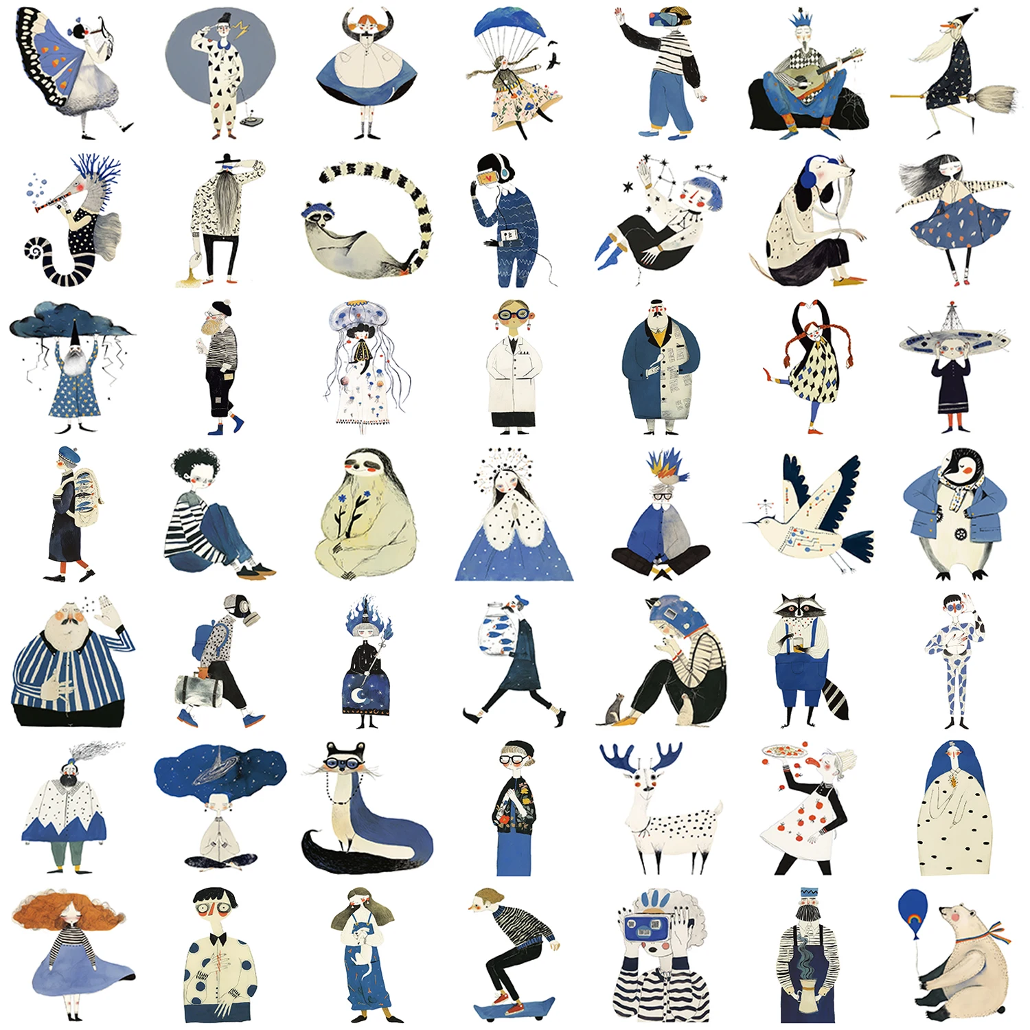 50PCS Quirky วาดด้วยมือคลิปสติกเกอร์ศิลปะ Decals แล็ปท็อปกระเป๋าเดินทางไดอารี่สเก็ตบอร์ด Cool กีตาร์รถจักรยานยนต์การออกแบบสติกเกอร์ ﻿