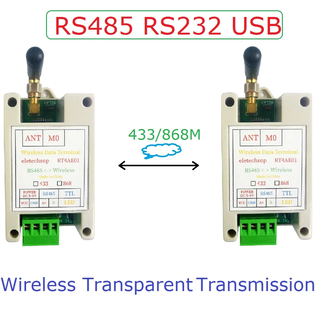 RS485/RS232/USB Master-slave sieciowy transceiver bezprzewodowy Repeater FSK GFSK 433M 868M Uhf FR płyta modułu RT4AE01