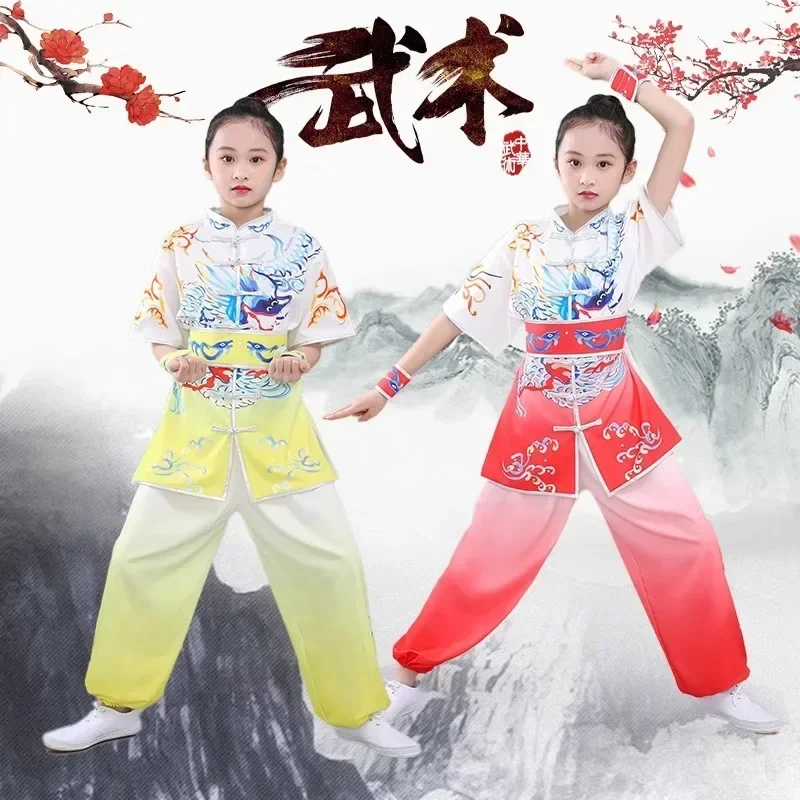 

Наряд кунг-фу для девочек, костюм для боевых искусств, одежда для мальчиков тай-чи, костюмы для выступлений в китайском ушу, детский костюм, детские комплекты