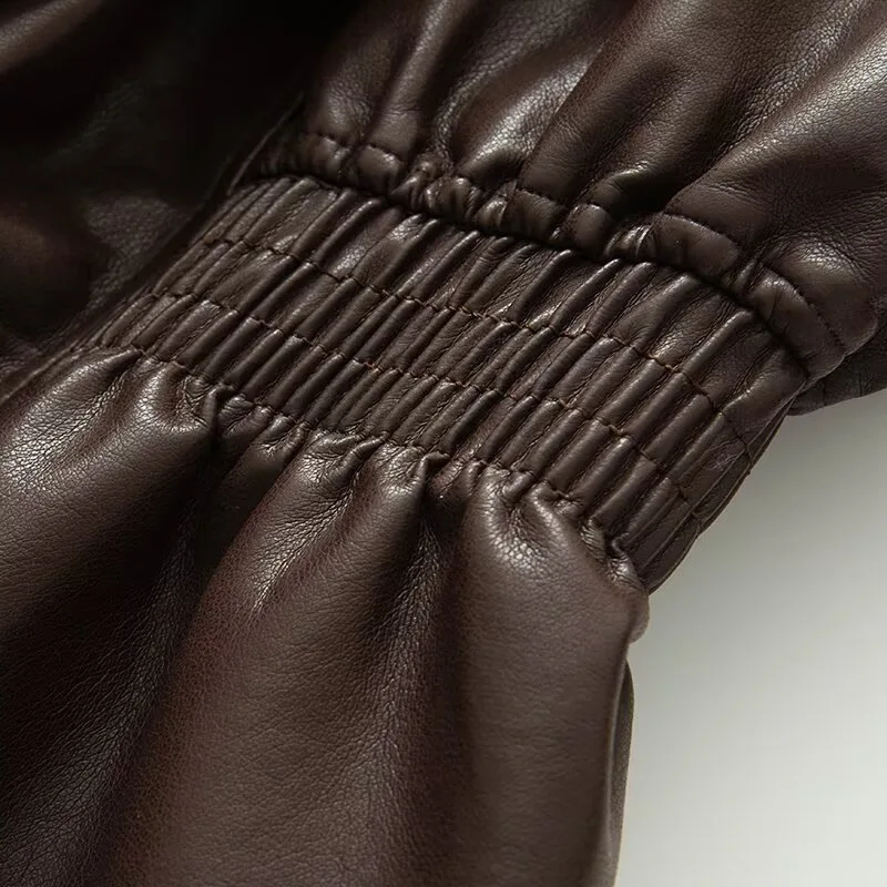 เสื้อแจ็คเก็ตหนังเทียมแบบสองชั้น ดีไซน์ปกคู่ สไตล์ยุโรปและอเมริกา สำหรับผู้หญิง