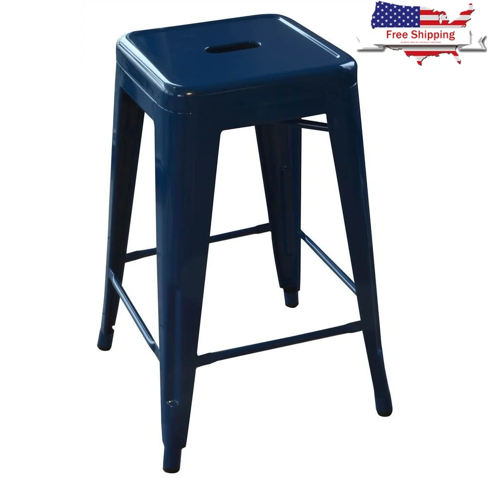 

Metal Bar Stools Set of 2 Stackable Lightweight Durable Kitchen Dining Room Bar Loft with Rubber Feet Support