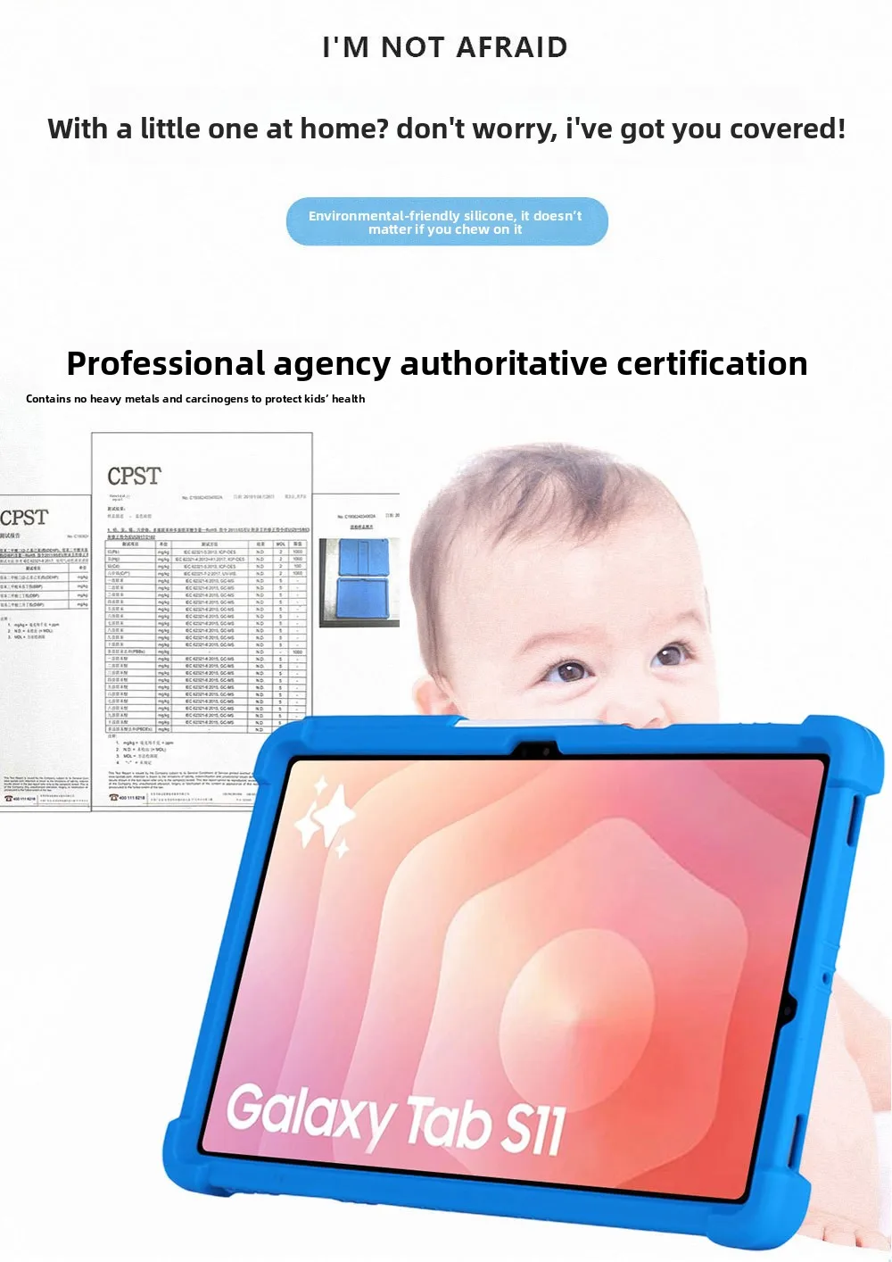 Robuste Stoßfeste Hülle für Samsung Galaxy Tab S11 11 SM-X736/SM-X730, Dicker Stoßfänger mit Ständer, Mehrere Farben – Detail 4