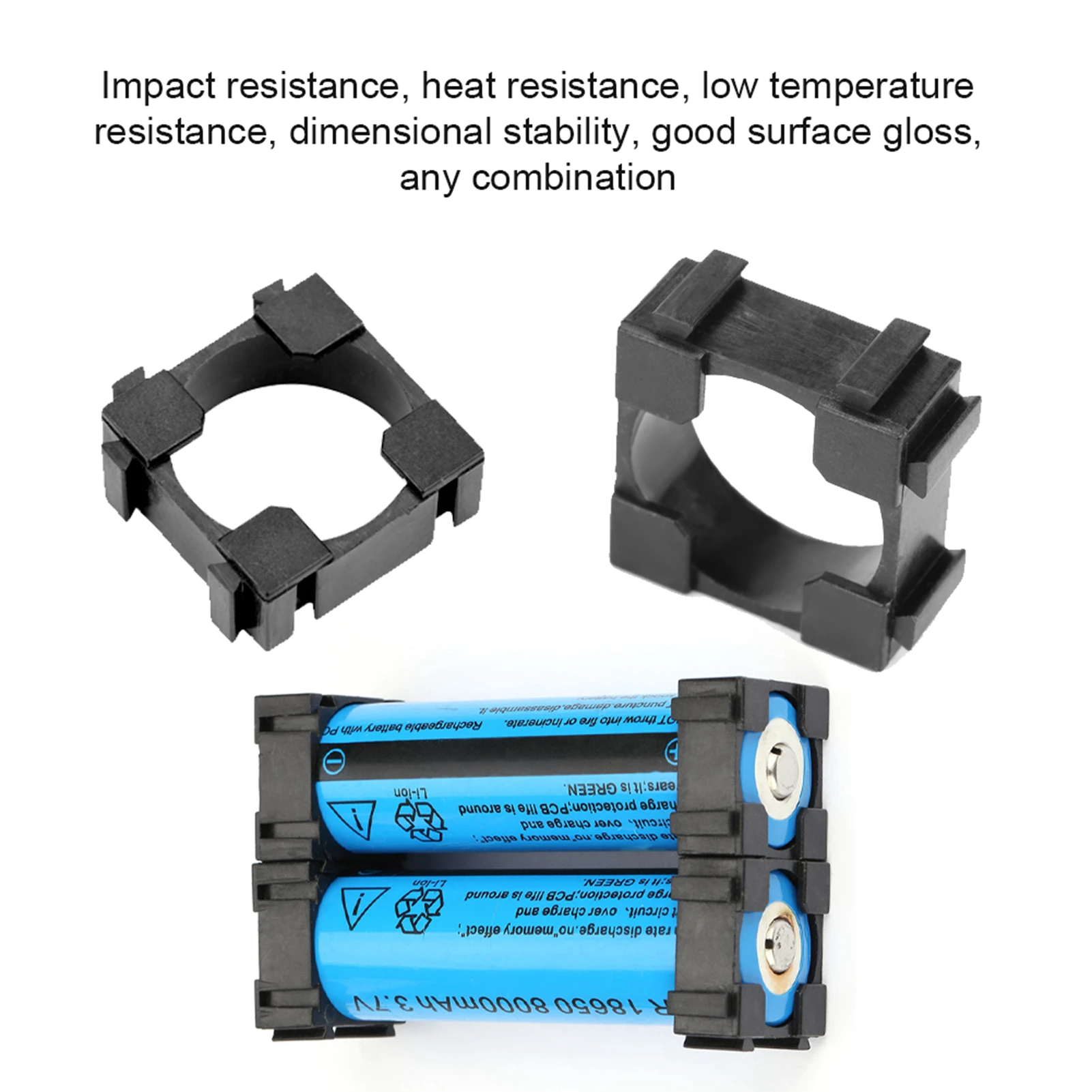 100PCS 18650 Lithium-Ion Battery Holder, Cylindrical Shock-Resistant Plastic Battery Pack Mount, Lithium-Ion Battery Spacer