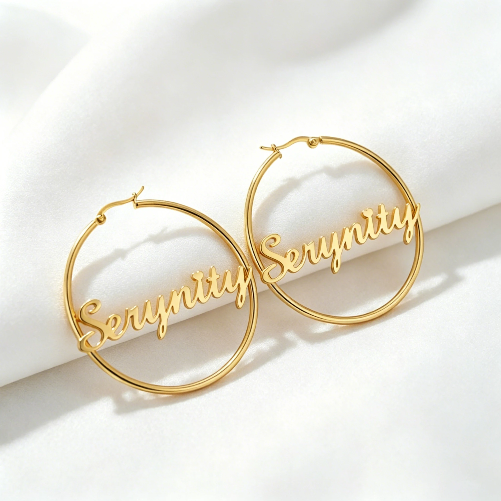 

Stainless Steel Personalized Custom Name Hoop Earrings for Women Girls Circle Earring Fashion 30 40 50 60mm Gift Anniversary