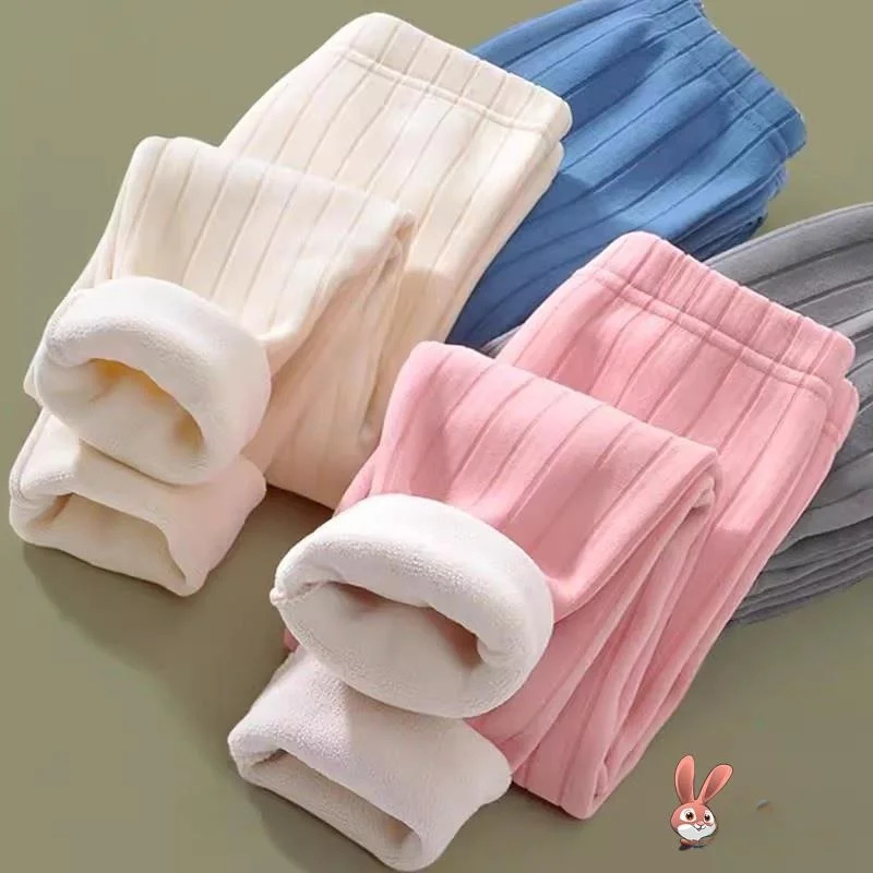 

Thiened Fce Children's Warm Pants Autumn Winter Sle Inner Wear for Girls Boys Baby One-Piece Velvet Fly Matching Ou...