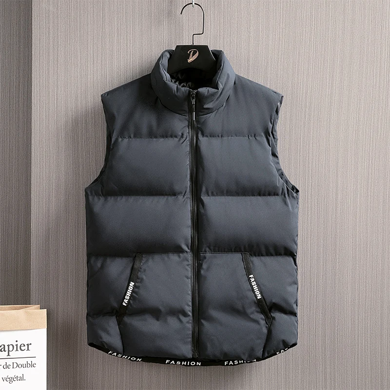2025 Thicken Warm Sleeveless Vest Fashion Outwear Coats Spring Fall Men Jacket Solid Clothes Oversize Male New Casual Waistcoat