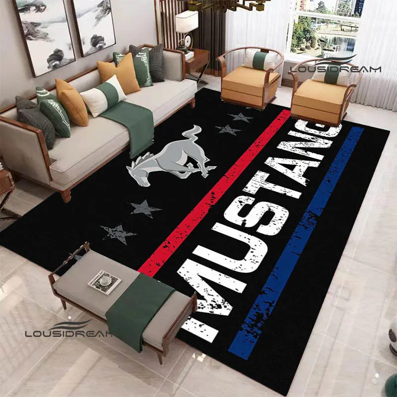 Mustang car logo printed carpet non -slip carpet area rug bedroom decor Outdoor carpet Yoga mats birthday gift