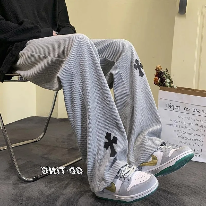 

Мужские повседневные брюки больших размеров с принтом, прямые, широкие, свободного кроя, удобные, дышащие, для весны и осени