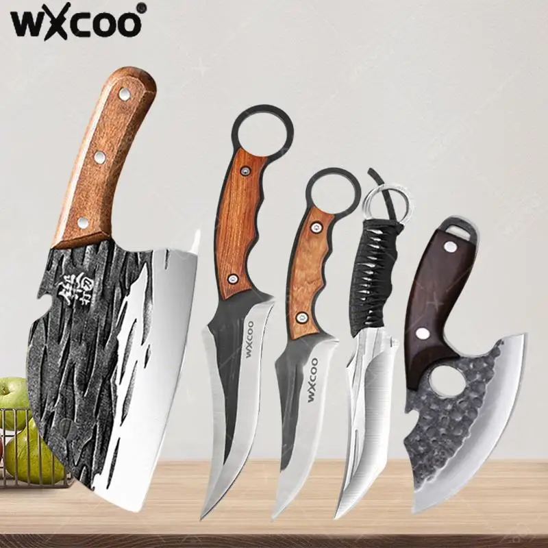 

WXCOO Многофункциональный нож для обвалки Ручной кованый мясник с ножнами Кухонный нож из нержавеющей стали Тесак для нарезки мяса