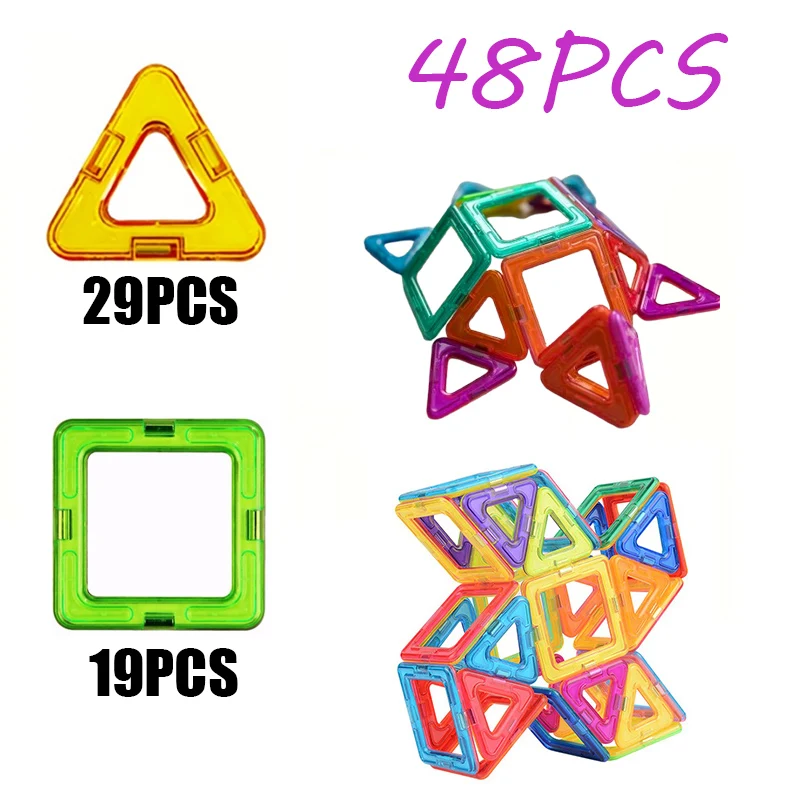 48/98個 DIY 磁気ブロック、大型 STEM 組み立ておもちゃセット、磁気おもちゃ、磁気ブロック（ランダムカラー）