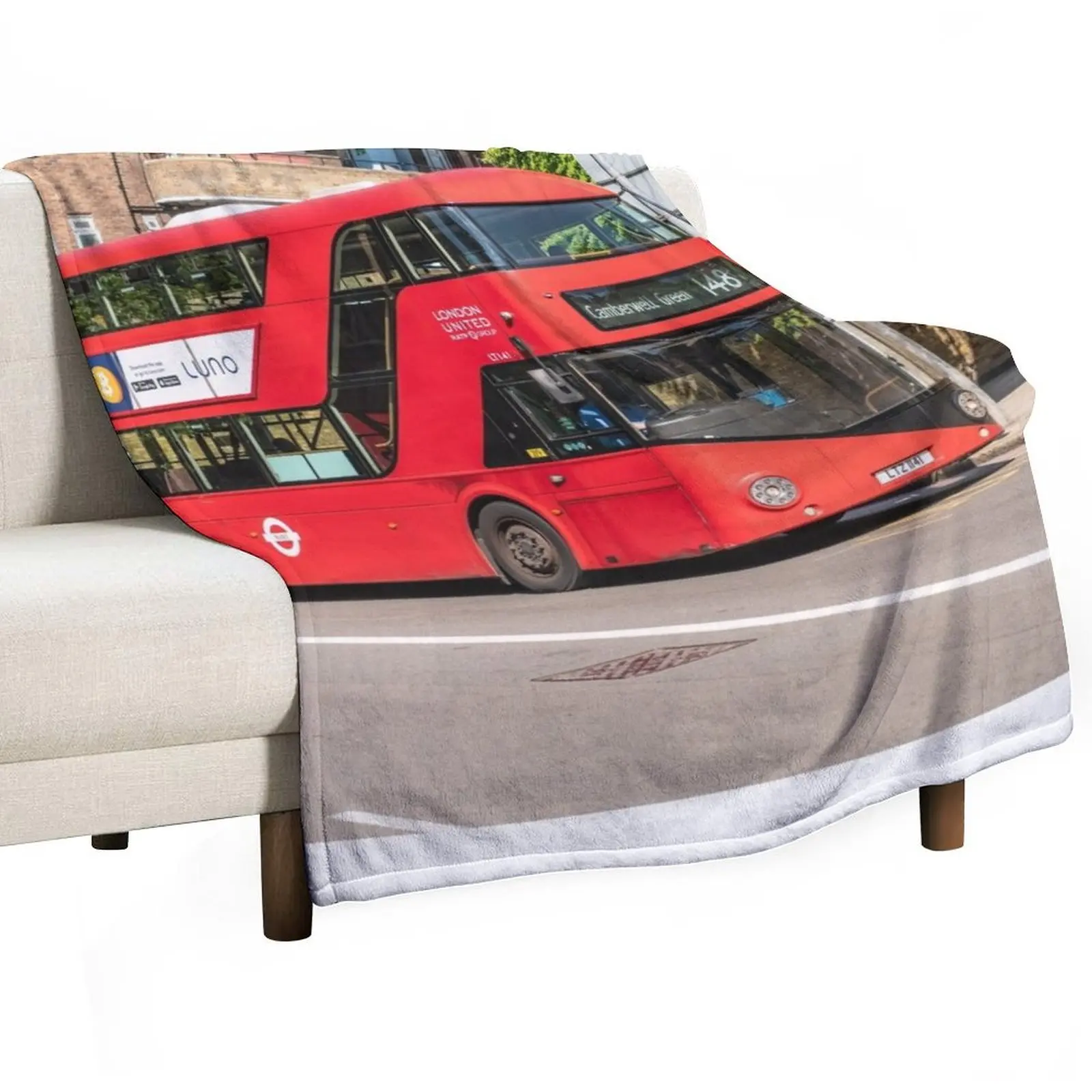 Red London Double Decker Bus, Route 148 to Camberwell Green Throw Blanket Thin blankets ands Soft Plaid Soft Blankets