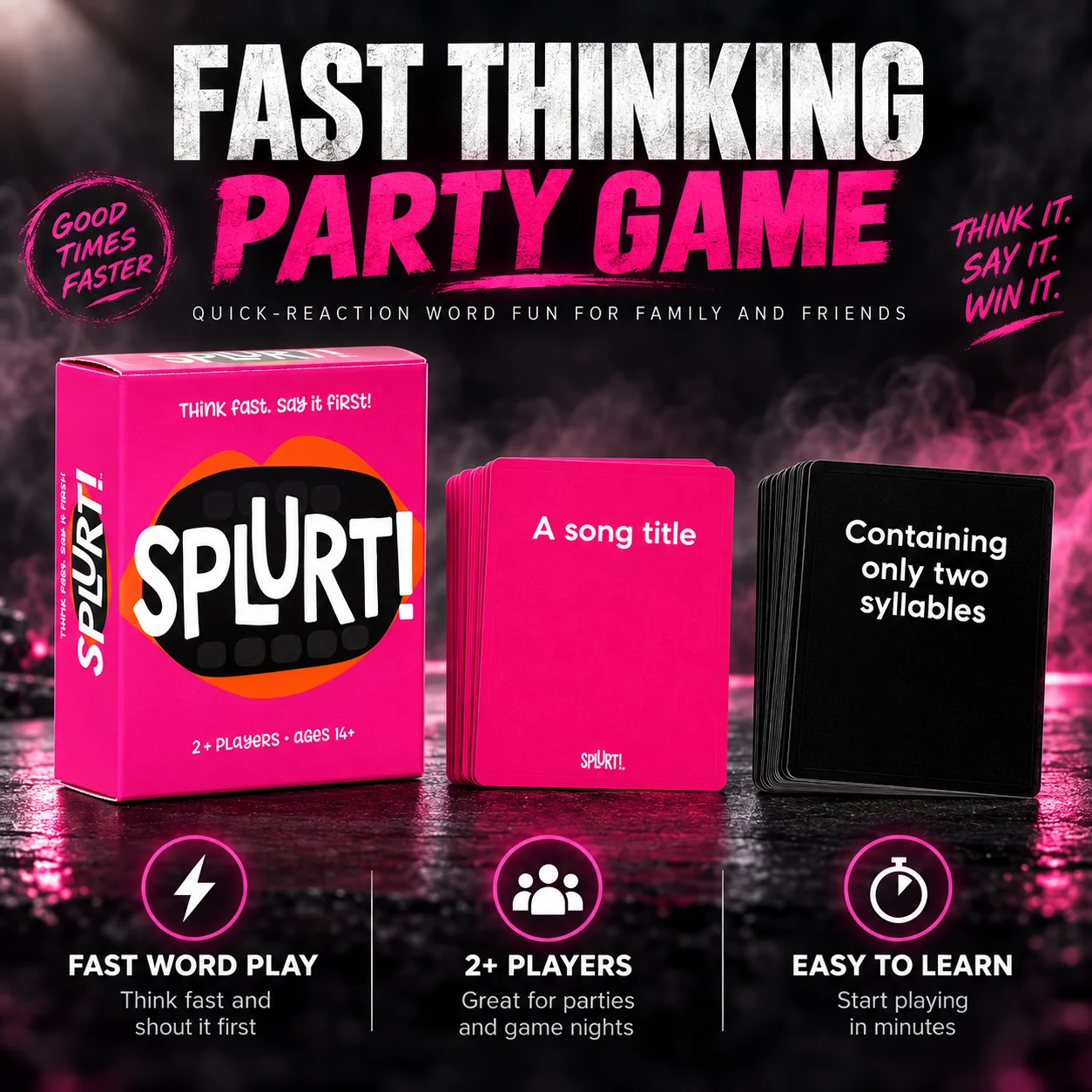 Quick Games Party - SPLURT! 100 Karten, schnelles Wortspiel für