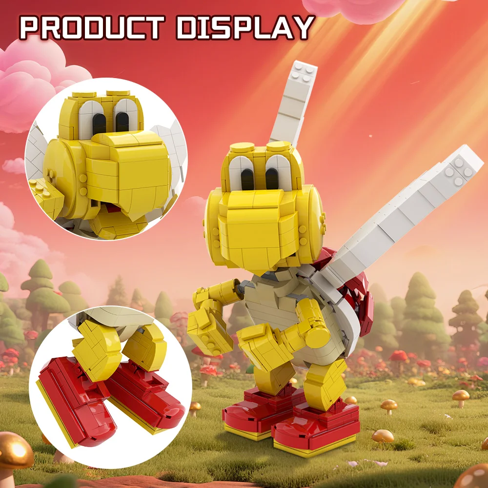 

MOC-163071 Red Koopa Paratroopa — фигурка Posable Display 01, модели строительных блоков, красные кирпичи Koopa Paratroopa, сборные игрушки, подарок