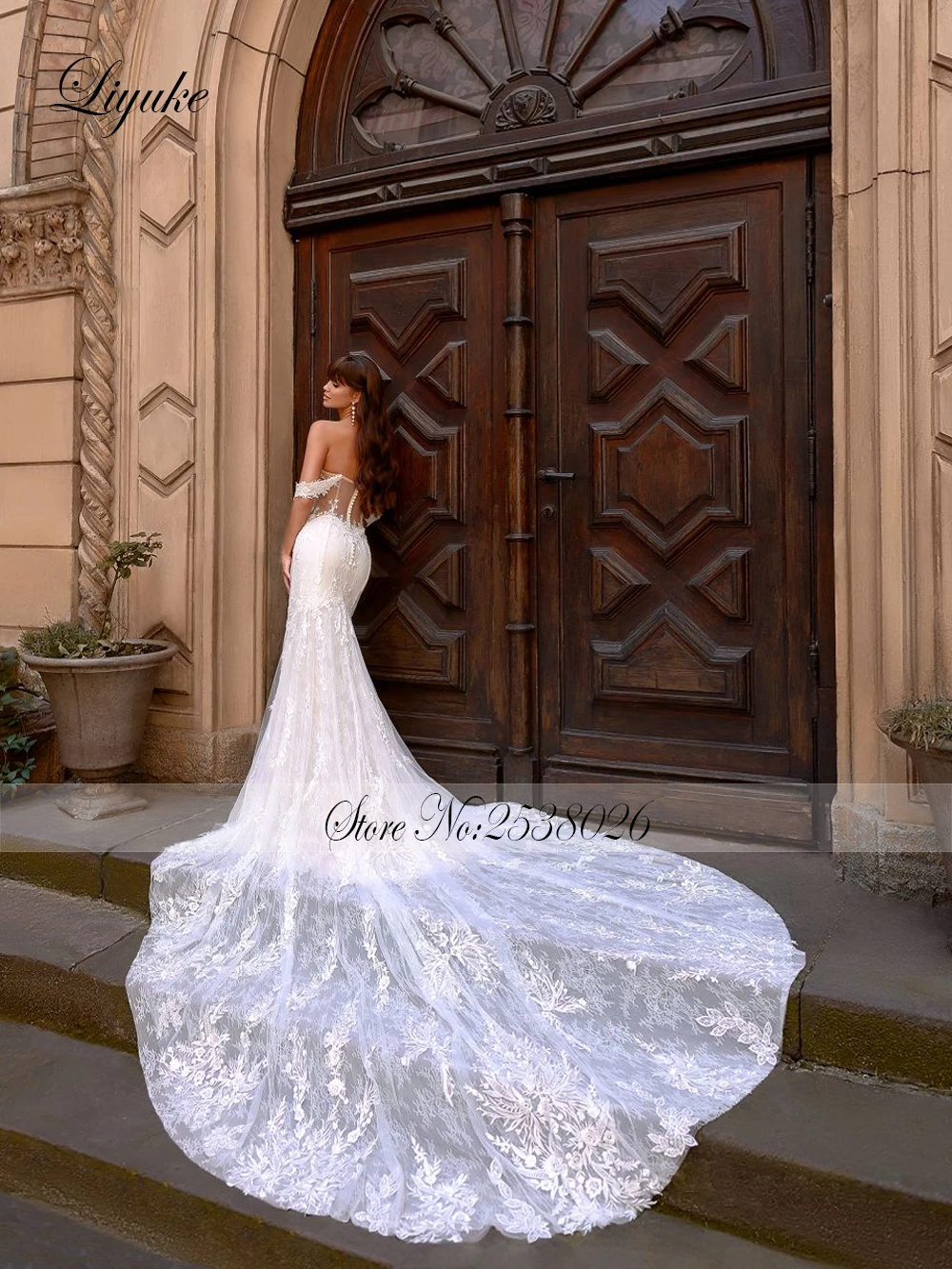 Liyuke gracioso cheio de renda sereia vestido de casamento fora do ombro mangas querida trompete vestidos de noiva