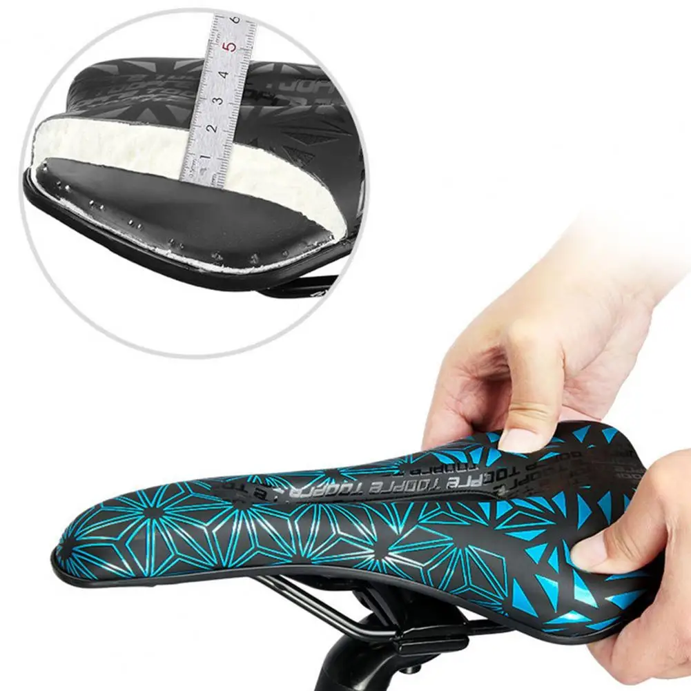 Hollow Bicycle Saddle Good Filling Shockproof Geometric Pattern Bike Seat for MTB