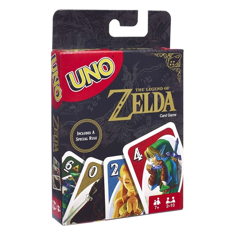 New Mattel Games UNO Zelda Card Game for Family Night Featuring Tv Show Themed Graphics and a Special Rule for 2-10 Players