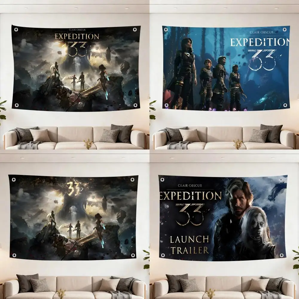 Game C-Clair Obscur Expedition 33 Flags Decoration Flag Indoor Outdoor Hanging For Bedroom Living Room Bar Garden Party