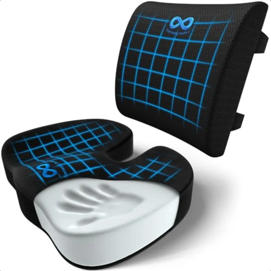 

Lumbar port Pillow with Seat Bundle Premium Memory Foam Office Chair Cushions for Enhanced Posture port AllDay Comfort MultiUse