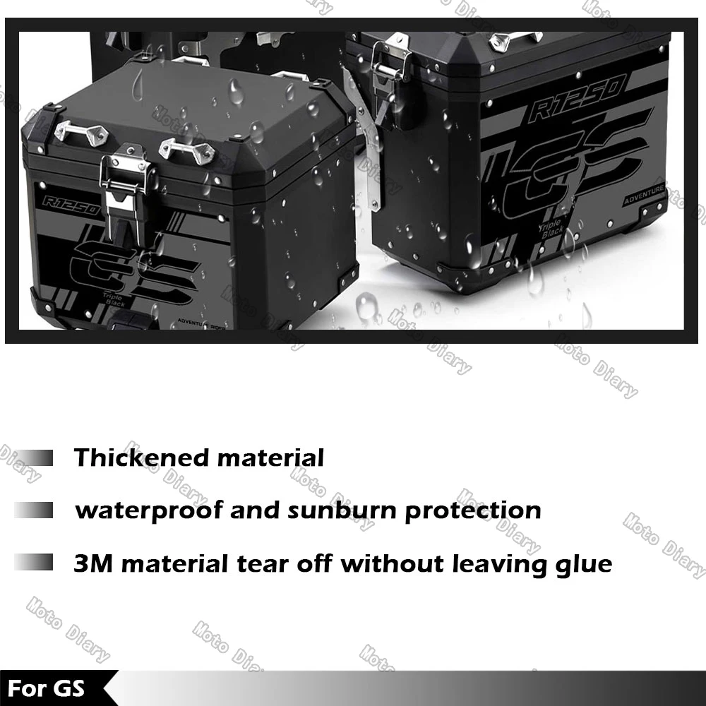 R1200GS R1250GS Adventure Motorcycle Aluminum Alloy Box Sticker Side Box Decal For R 1200 1250 GS ADV 2004-2023 Triple Black