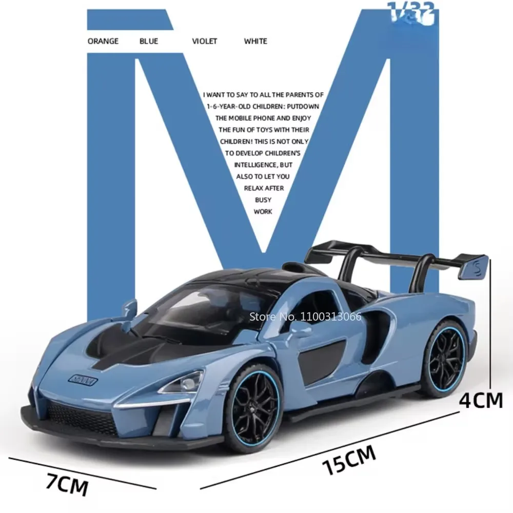 1:32 Senna Automodell Legierung Druckguss Metall Spielzeugfahrzeuge Modell Simulation Sound und Licht Zurückziehen Kinder Geschenke Spielzeugkollektion