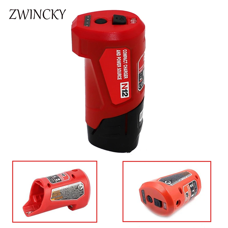 Hot N12 Carregador Conversor Adaptador de Carregamento Usb para Milwaukee 48591201 12v Li-ion Adaptador de Bateria do Telefone Móvel Power Sup
