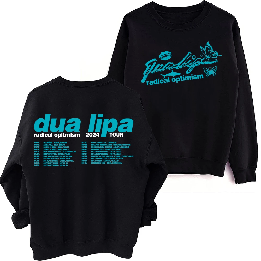 Dua radikal amp Tour 2024 Lipa Sweatshirt Harajuku leher bulat lengan panjang kebesaran Hoodie hadiah penggemar