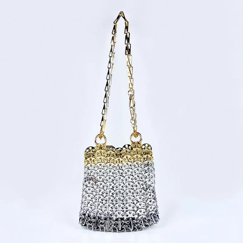 Designer Metal Sequins Chain Woven Bag luxury Women Bags Hollow Evening Bags Clutch Female Travel Holiday Shoulder Bag Handbag