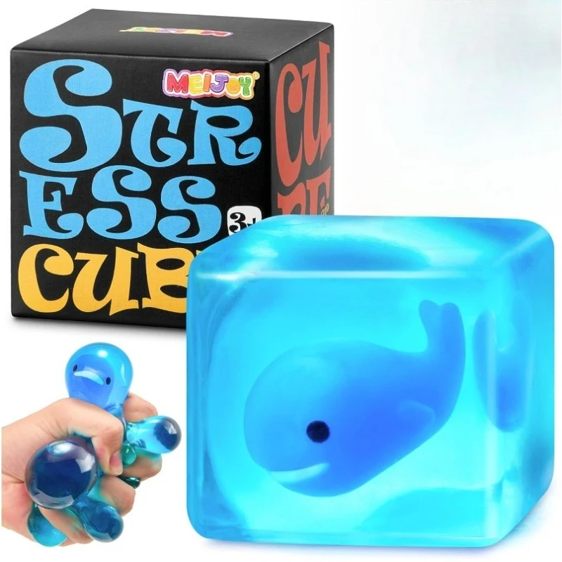 HefengCL Mini Sea Creature Cube Squishy Toys Set of 1/3/5 TPR Slow Rebound Stress Relief Toys Perfect for Holiday Gifts