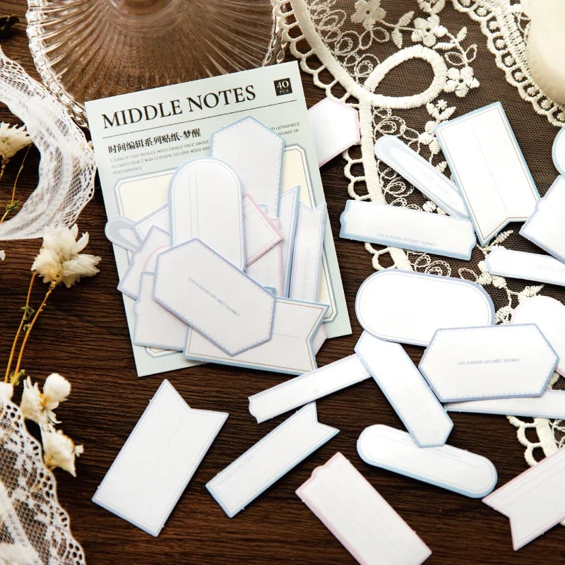 40Pcs Memo Notes Stickers Label Message Ledger Decorative Material Collage Base Paper collage handmade Scrapbooking 110*85mm