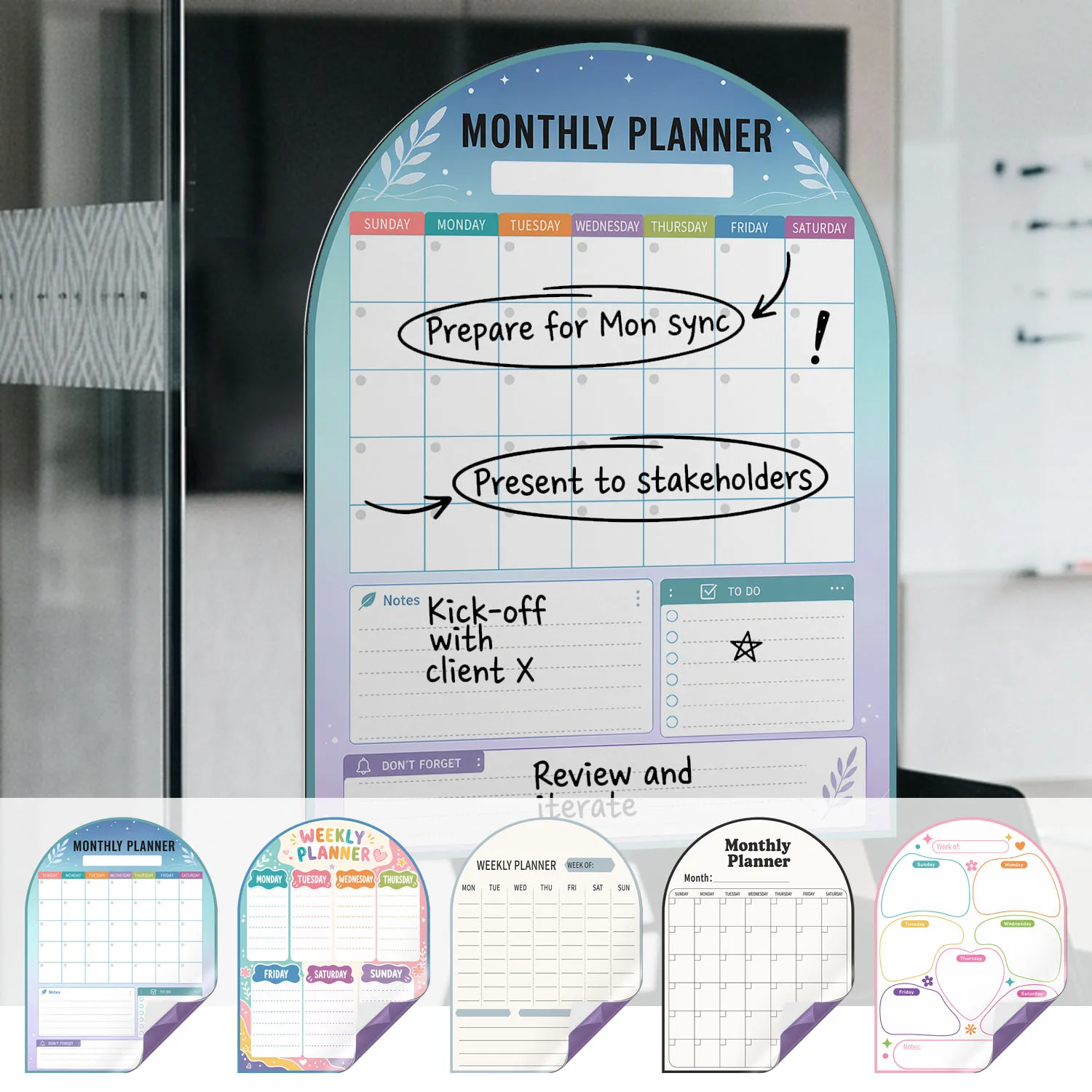 Easy‑Clean Self‑Adhesive Weekly Planning Sticker 30x40cm Wipe‑Off Sheet For Tile Refrigerator Daily Arrangement