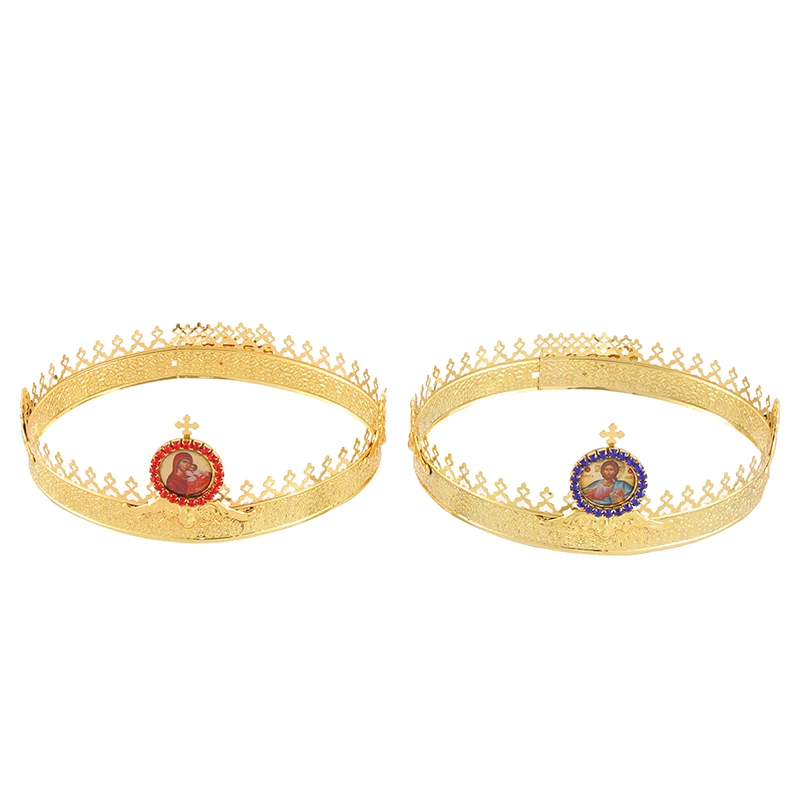 

Orthodox Cross Crowns Religious Jesus Christian Church Catholic Crowns Gold Plating With Red Zirgon Stones крест православный