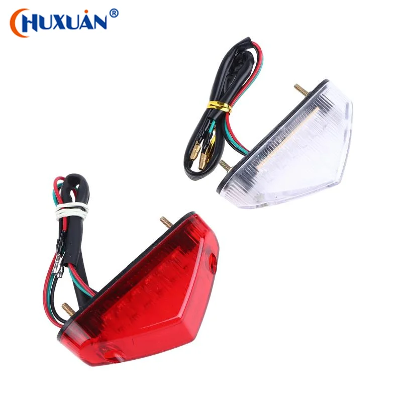 [Q]12V Motorcycle Tail Rear Light Lamp Taillight Motor Brake Stop Lights License Plate Light Moto Equipments Parts Access