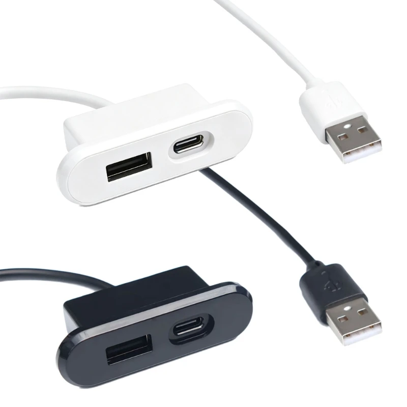 18W For Office Bedroom Table Bedside Sockets 1 USB-A And 1 Type-C Built In Desktop Power Outlet With 1.2M Extension Cord