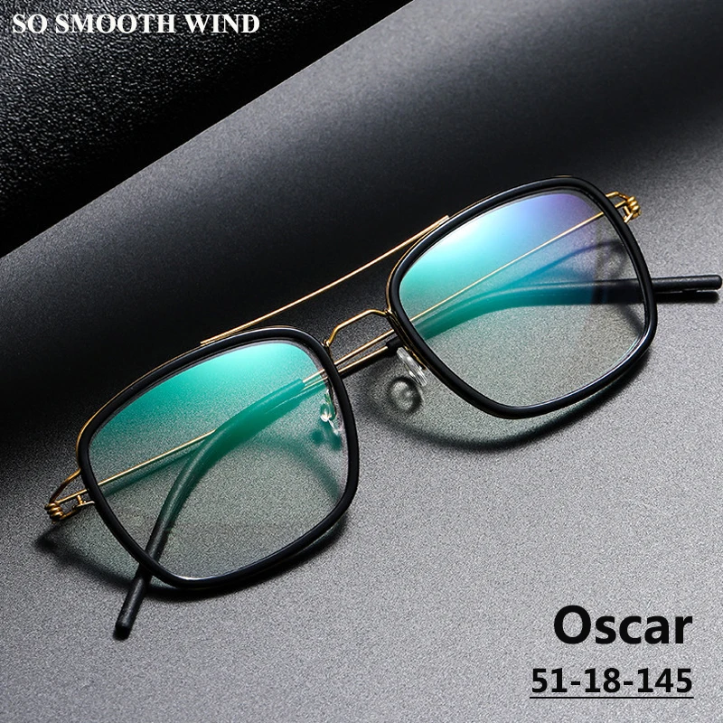 Denmark Brand Screwless Titanium Square Glasses Frame Ultralight Men Women Double Beam Eyeglasses Pilot Spectacles Eyewear Gafas