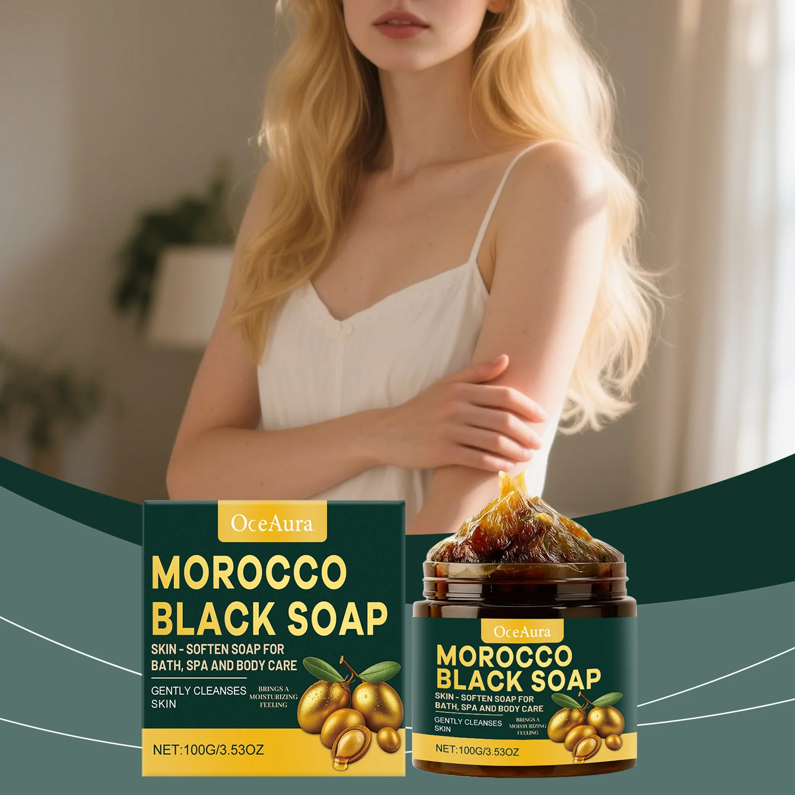 OceAura Black Bath Soap - Gentle Cleansing Moisturizing Body Wash for Daily Use Smoothing Skin Care