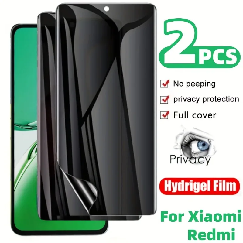2Pcs Privacy Hydrogel Film for Redmi Note 14 Pro 14 13 12 11 Pro Plus Bubbles-Free Self-Healing Soft Film Screen Protection.