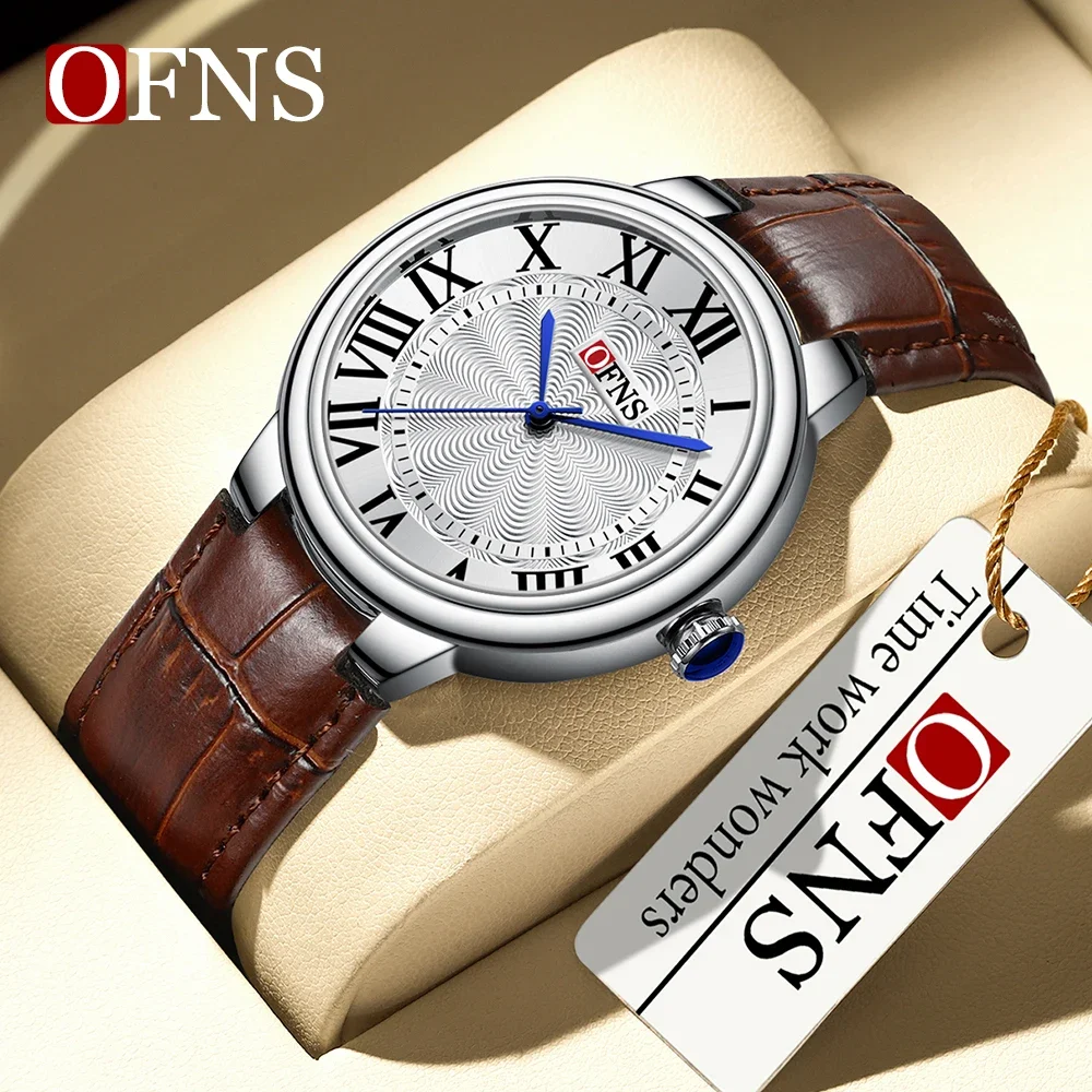 OFNS Brand 1508 Top Fashion Quartz Watch Simple Steel Band Roman Scale dial Sports Waterproof Men's and Women's Quartz Watch