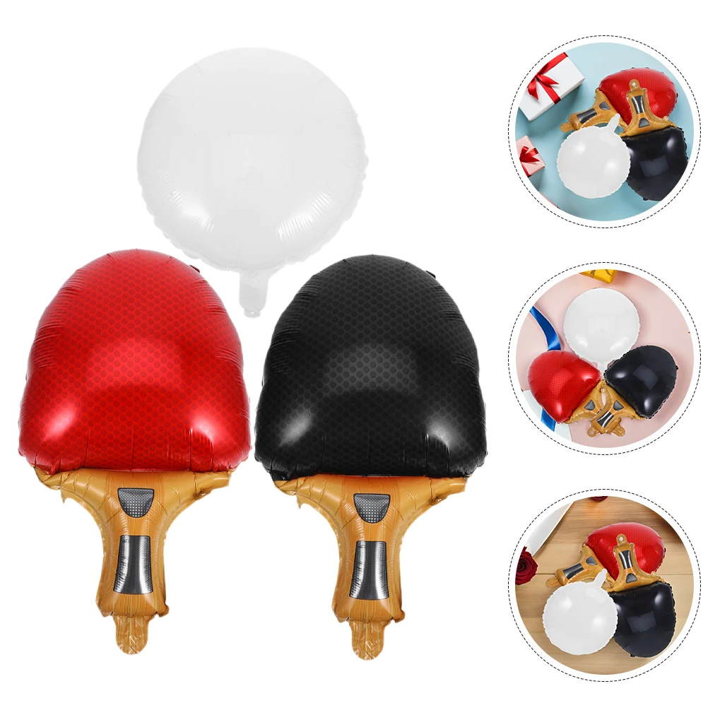 

9 Pcs Table Tennis Balloon Sports Party Decorations Carnival Paddle Prop Aluminum Film Balloons