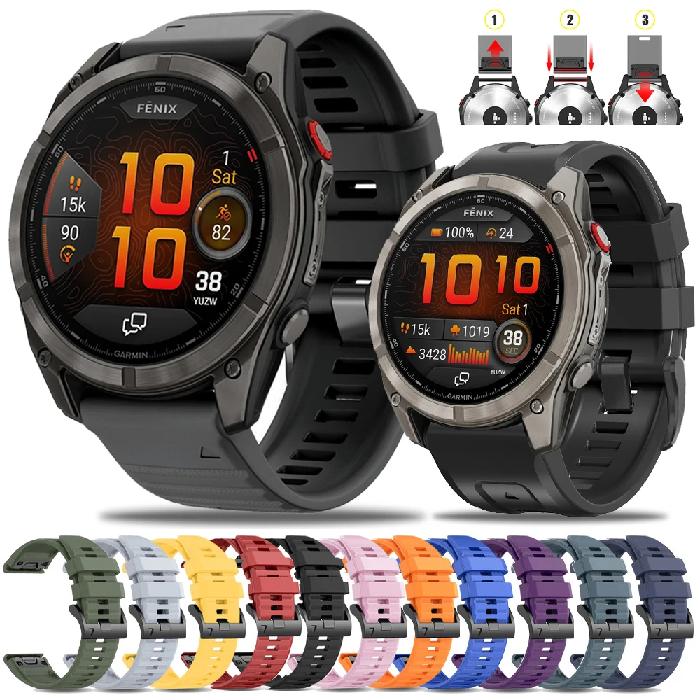 Schnellverschlussband 22 mm 26 mm für Garmin Fenix 8 Pro AMOLED/Solar 47 mm 51 mm Fenix8 E 7X 7 5 6XPro weiches Silikon-Sportuhrenarmband