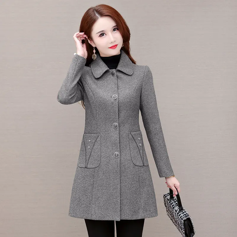 Spring Autumn Mid-length Women Windbreaker Coat Winter Quilted Thicken Elegant Jacket Middle Aged Mother Fashion Casual Outwear