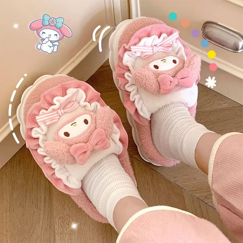 

Sanrio Hello Kitty Cotton Slippers Ladies Fall Winter Indoor Home 2024 New Cute Thick Soled Cotton Shoes