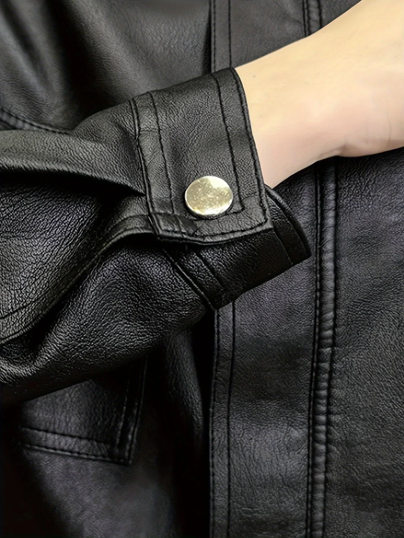 New Style Women Pu Leather Motorcycle Jacket Faux Punk Zipper Outwear