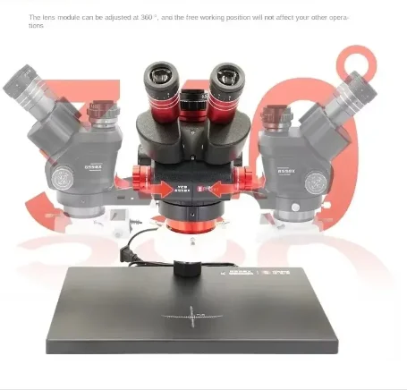 กล้องจุลทรรศน์แบบสามตา YCS 6558 6.5-58 ซูม อัลตร้าเอชดี 4K สำหรับซ่อมโทรศัพท์มือถือ ชุดเครื่องมือกล้องจุลทรรศน์สำหรับงานเชื่อมแผงวงจรพิมพ์