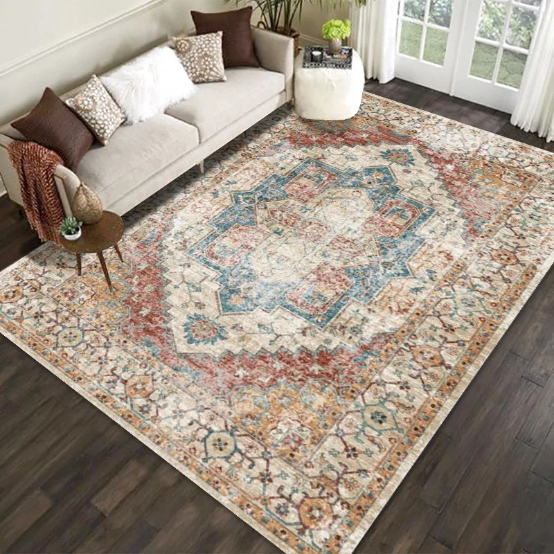 Moroccan Retro Rugs for Bedroom Persian Ethnic Style Carpets for Living Room Art Cloakroom Rug Non-slip Large Area Lounge Carpet